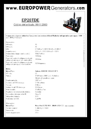 Dízel generátorok Europower EP20TDE (MA)
