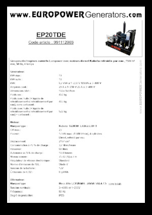 Dízel generátorok Europower EP20TDE (MA)