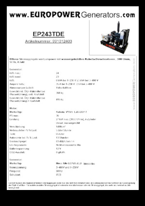 Dízel generátorok Europower EP243TDE (MA)