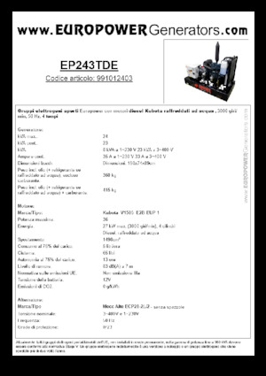 Dízel generátorok Europower EP243TDE (MA)