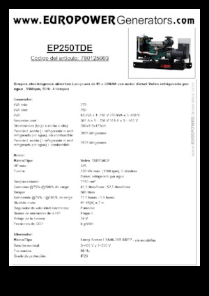 Dízel generátorok Europower EP250TDE (LS)