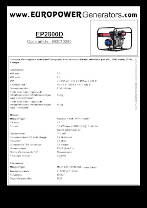 Dízel generátorok Europower EP2800D (MA)