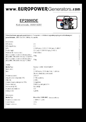 Dízel generátorok Europower EP2800DE (MA)