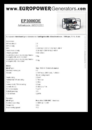 Dízel generátorok Europower EP3000DE (MA)