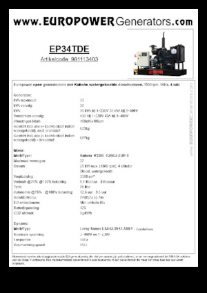 Dízel generátorok Europower EP34TDE (LS)