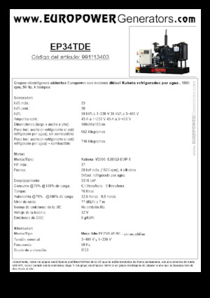 Dízel generátorok Europower EP34TDE (MA)