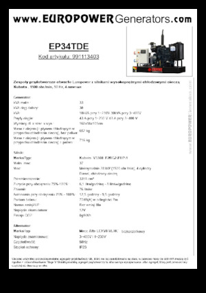 Dízel generátorok Europower EP34TDE (MA)
