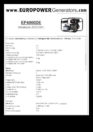 Dízel generátorok Europower EP4000DE (S)