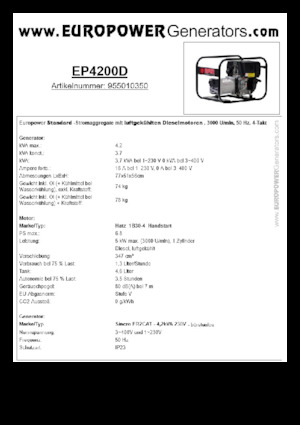 Dízel generátorok Europower EP4200D (S)