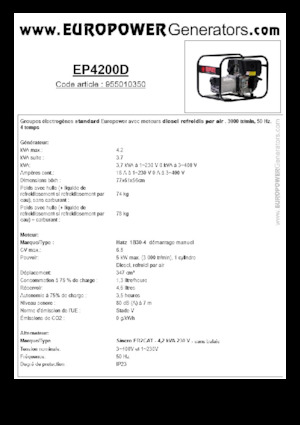 Dízel generátorok Europower EP4200D (S)