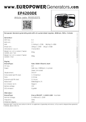 Dízel generátorok Europower EP4200DE (S)
