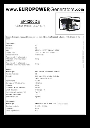 Dízel generátorok Europower EP4200DE (S)