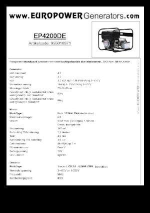 Dízel generátorok Europower EP4200DE (S)