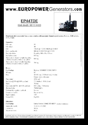 Dízel generátorok Europower EP44TDE (LS)