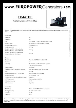 Dízel generátorok Europower EP44TDE (MA)