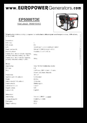 Dízel generátorok Europower EP5000TDE (S)