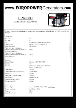 Dízel generátorok Europower EP6000D (S)