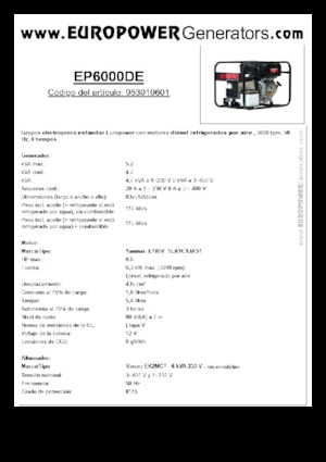 Dízel generátorok Europower EP6000DE (S)
