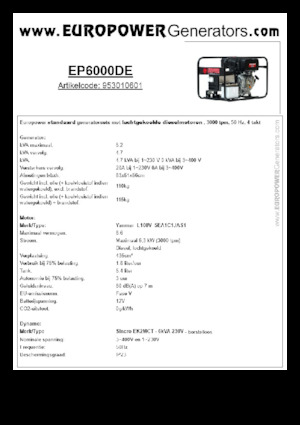 Dízel generátorok Europower EP6000DE (S)