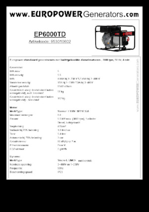 Dízel generátorok Europower EP6000TD (S)