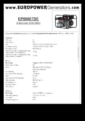 Dízel generátorok Europower EP6000TDE (S)
