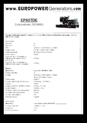 Dízel generátorok Europower EP60TDE (LS)