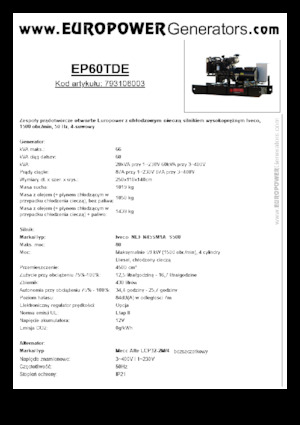 Dízel generátorok Europower EP60TDE (MA)