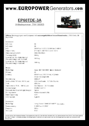 Dízel generátorok Europower EP60TDE-3A (LS)
