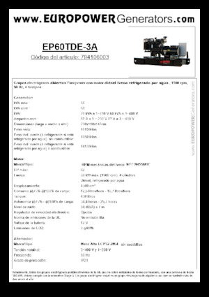 Dízel generátorok Europower EP60TDE-3A (MA)