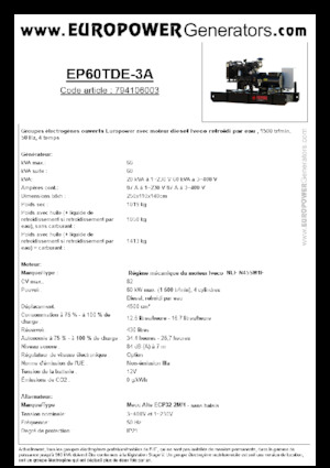 Dízel generátorok Europower EP60TDE-3A (MA)