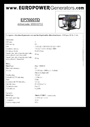 Dízel generátorok Europower EP7000TD (S)