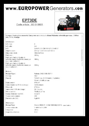 Dízel generátorok Europower EP73DE (S)