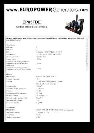 Dízel generátorok Europower EP83TDE (S)
