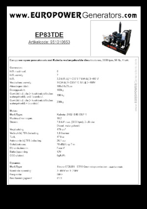 Dízel generátorok Europower EP83TDE (S)