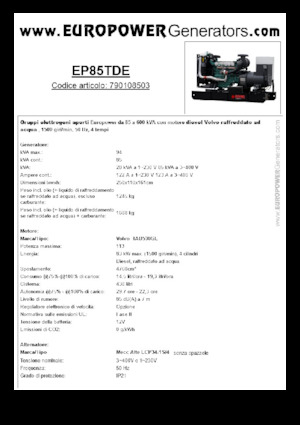 Dízel generátorok Europower EP85TDE (MA)