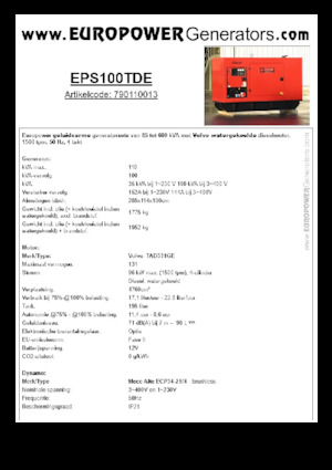 Dízel generátorok Europower EPS100TDE (MA)
