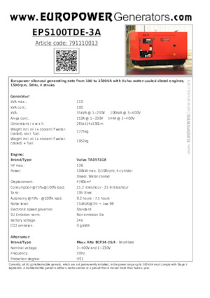 Dízel generátorok Europower EPS100TDE-3A (MA)