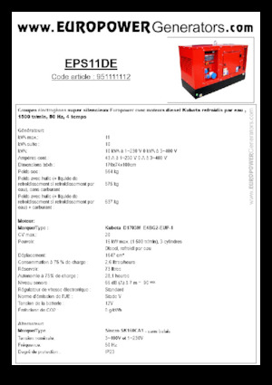 Dízel generátorok Europower EPS11DE (S)