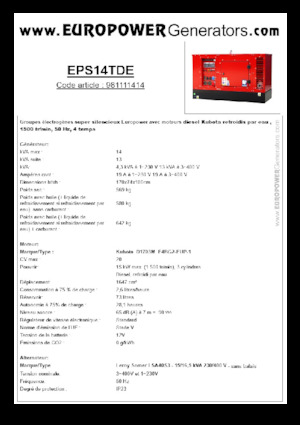 Dízel generátorok Europower EPS14TDE (LS)