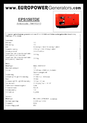 Dízel generátorok Europower EPS150TDE (MA)