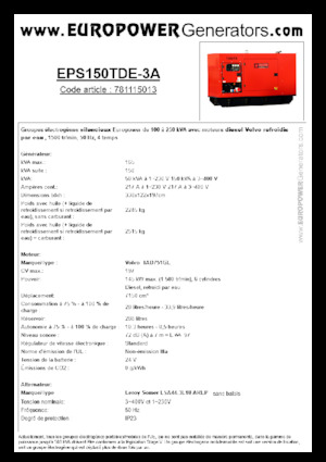 Dízel generátorok Europower EPS150TDE-3A (LS)