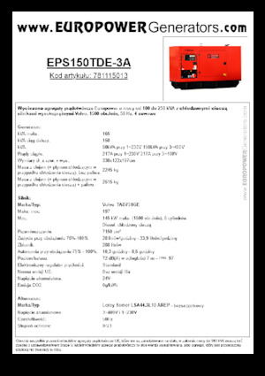 Dízel generátorok Europower EPS150TDE-3A (LS)