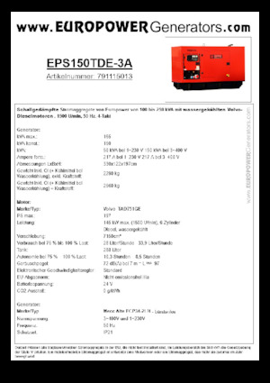 Dízel generátorok Europower EPS150TDE-3A (MA)