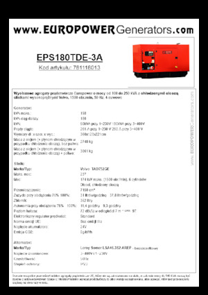 Dízel generátorok Europower EPS180TDE-3A (LS)