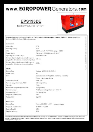 Dízel generátorok Europower EPS193DE (S)