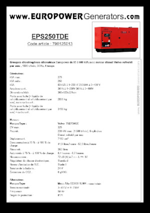 Dízel generátorok Europower EPS250TDE (MA)