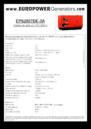Dízel generátorok Europower EPS250TDE-3A (MA)