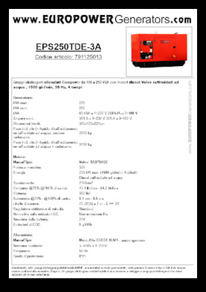 Dízel generátorok Europower EPS250TDE-3A (MA)