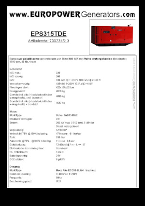 Dízel generátorok Europower EPS315TDE (MA)