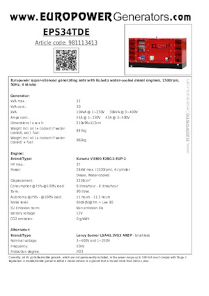 Dízel generátorok Europower EPS34TDE (LS)